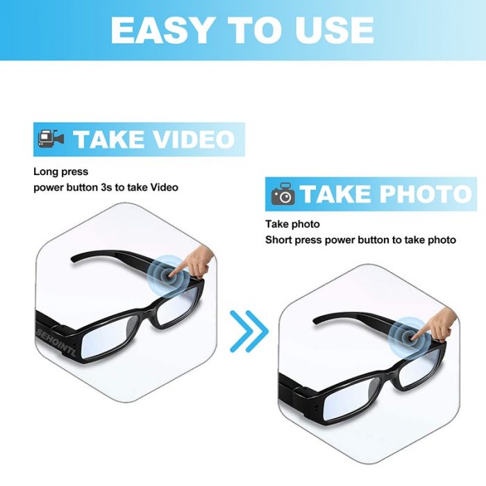 Glasses Camera HD 1080p Video Recorder Portable Wearable Mini Camera Video Record Camcorder Action Cam for 2 - Hidden Camera