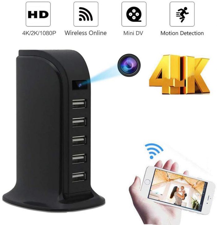 New HD 4K Mini Wifi Charger Camera Real time Surveillance Motion Detection Loop Recording Wireless Recorder - Hidden Camera