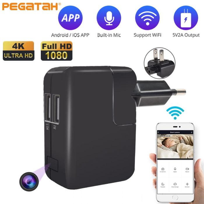 Surveillance Cameras 1080P Mini Wifi Plug Camera 5V 1A 2A Wireless Smart Phone Charger Camcorder Detachable - Hidden Camera